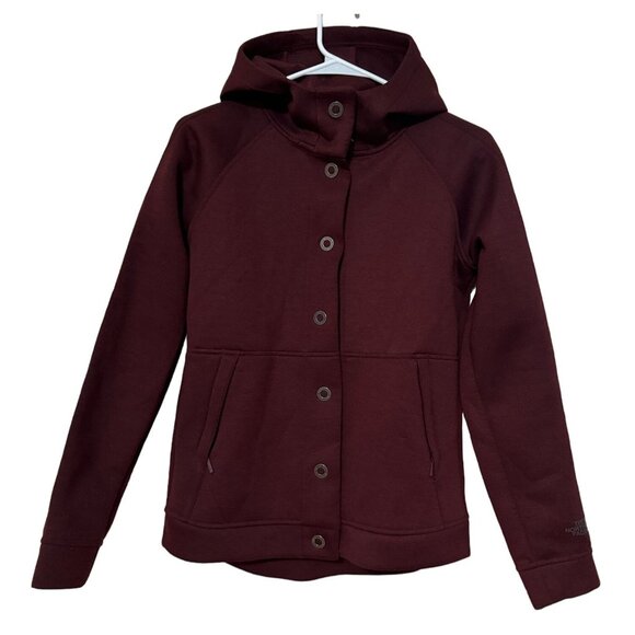 The North Face 3D Thermal Womens Small Maroon‎ Burgundy Hooded Snap Jacket - Picture 1 of 9